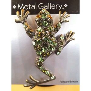 2019 Metal Gallery NOC Jeweled Frog Pendant/Pin/Brooch 2 1/2" Tall